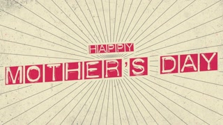 A vintage-style, distressed text in beige announces Happy Mothers Day with rays of light, creating a warm and nostalgic atmosphere
