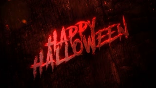 Happy Halloween with red blood on grunge wall, motion holidays, horror and Halloween style background