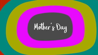 A vibrant Mother's Day card featuring a circular design, filled with colorful circles and the words Happy Mother's Day in a fun font