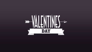Valentines Day with arrow and ribbon on purple gradient, motion holidays, romantic and love style background