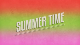 Summer Time on rainbow grunge texture, motion promotion, summer and retro style background