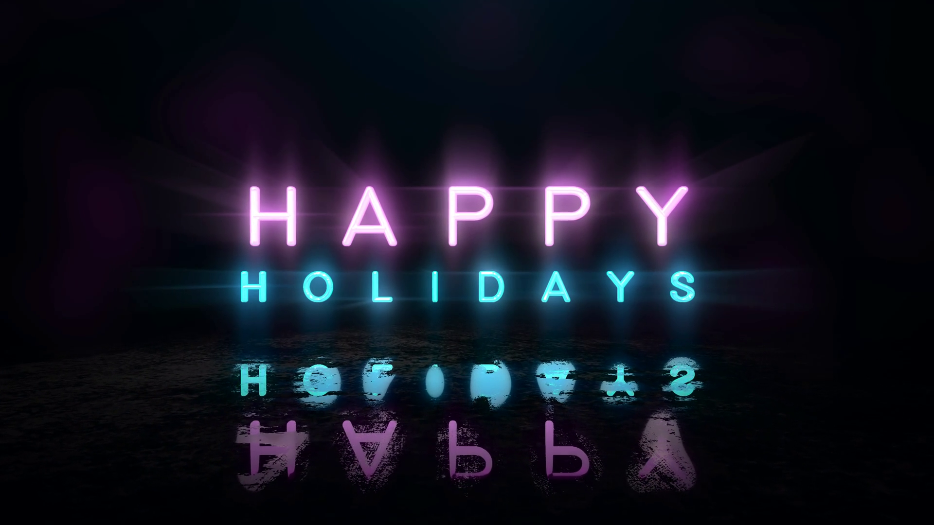 Happy Holidays With Neon Lights On Street In Stock Motion Graphics SBV