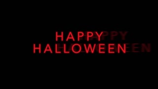 Happy Halloween on black dark space, motion holidays, horror and Halloween style background