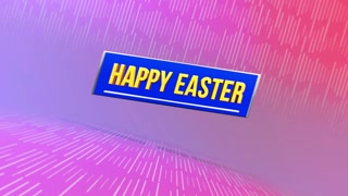 Modern Happy Easter with lines pattern on pink gradient, motion abstract holidays, spring and promo style background