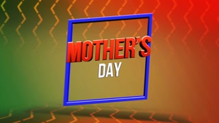 A vibrant Mothers Day greeting card with the words Happy Mothers Day in red, blue, and green letters, designed to celebrate and honor moms