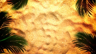 Summer landscape with palm trees and yellow sand, abstract cinematic, business and corporate style background