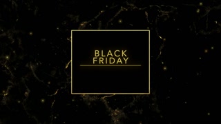 Black Friday in retro gold frame on black texture, motion abstract holidays, minimalism and promo style background