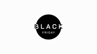 Modern Black Friday text with circle on white gradient, motion abstract holidays, minimalism and promo style background