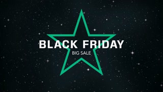 Modern Black Friday and Big Sale text with star in galaxy, motion abstract holidays, minimalism and promo style background