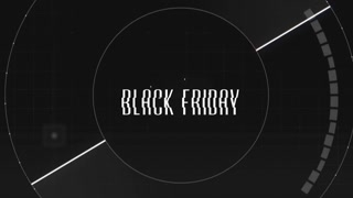 Black Friday with circles and HUD elements, motion abstract holidays, futuristic and sci-fi style background