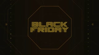 Black Friday on computer screen, motion abstract holidays, cyberpunk and space style background
