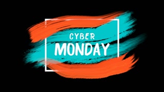 Cyber Monday with colorful watercolor brush on black gradient, motion abstract art, watercolor and holidays style background