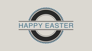 Happy Easter and retro circles on white gradient, motion abstract holidays, minimalism and promo style background