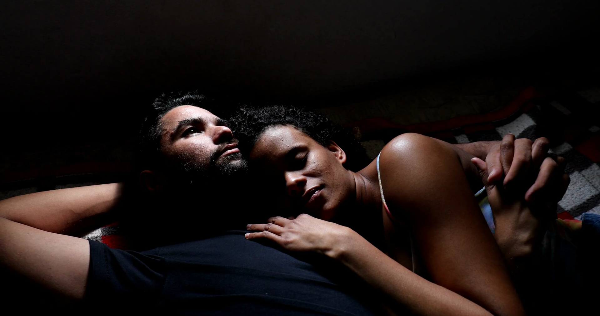 Hispanic Couple Cuddle Love In Bed Together Stock Footage SBV-352124900 ...