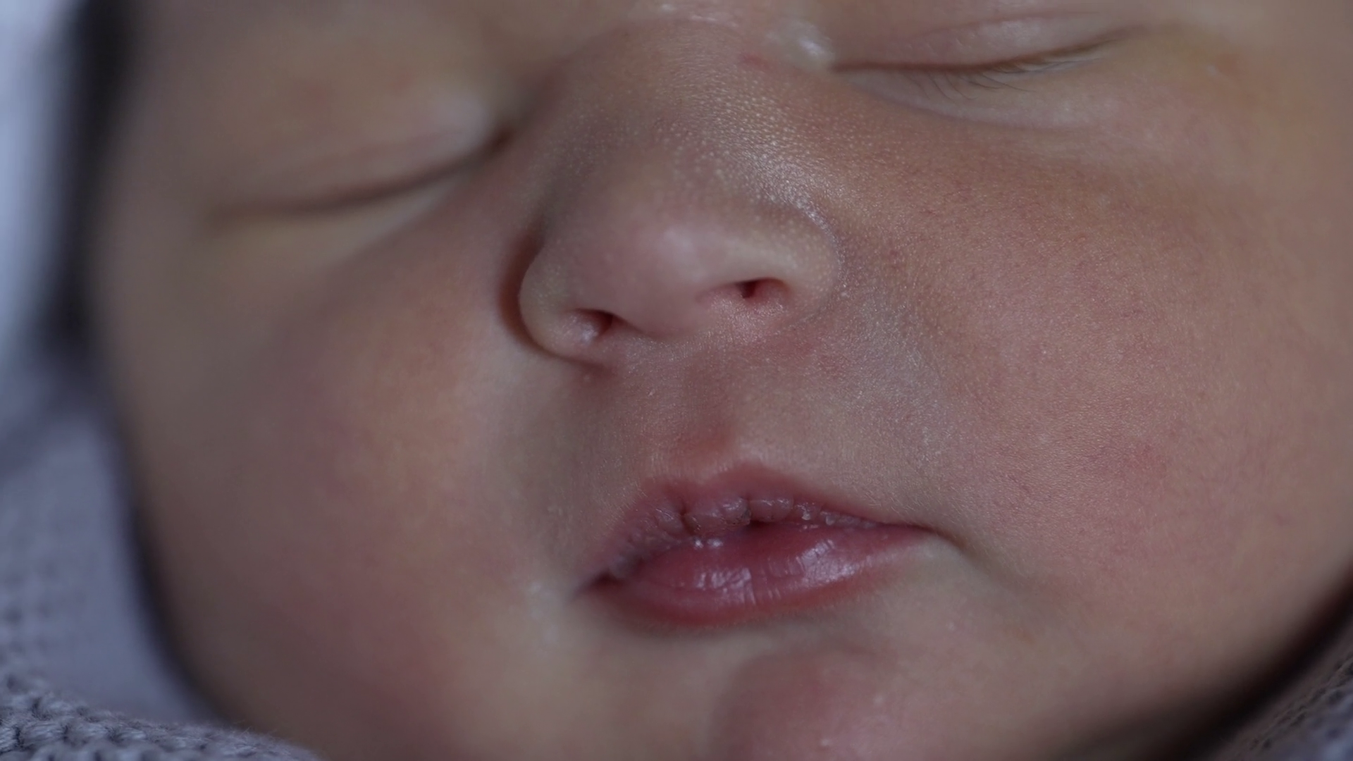 Close Up Of Newborn s Face Focusing On Tiny Stock Footage SBV 349052887 