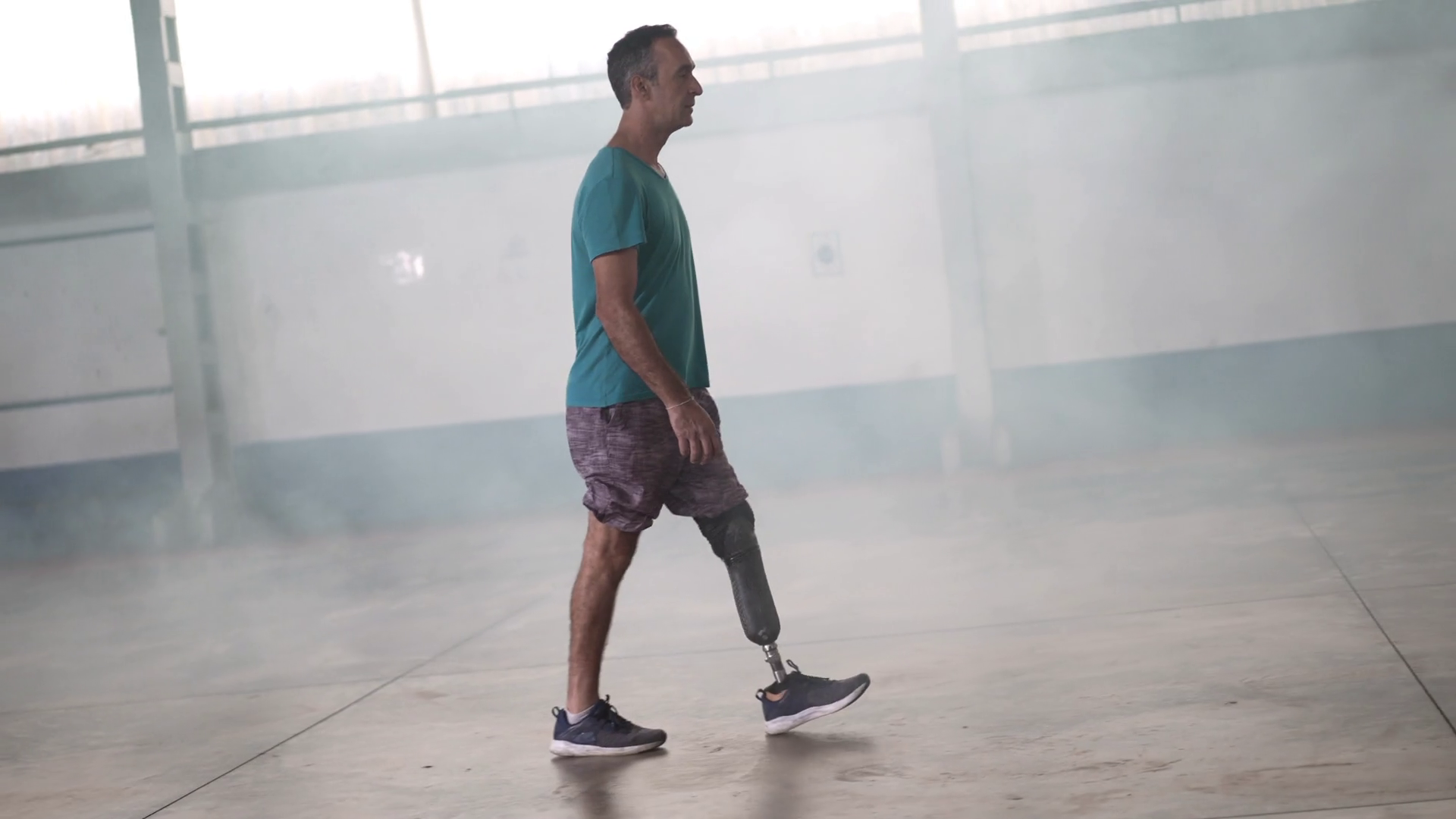 Indoor Ambulation: Middle-aged Man Walking Stock Footage SBV-348397415 ...