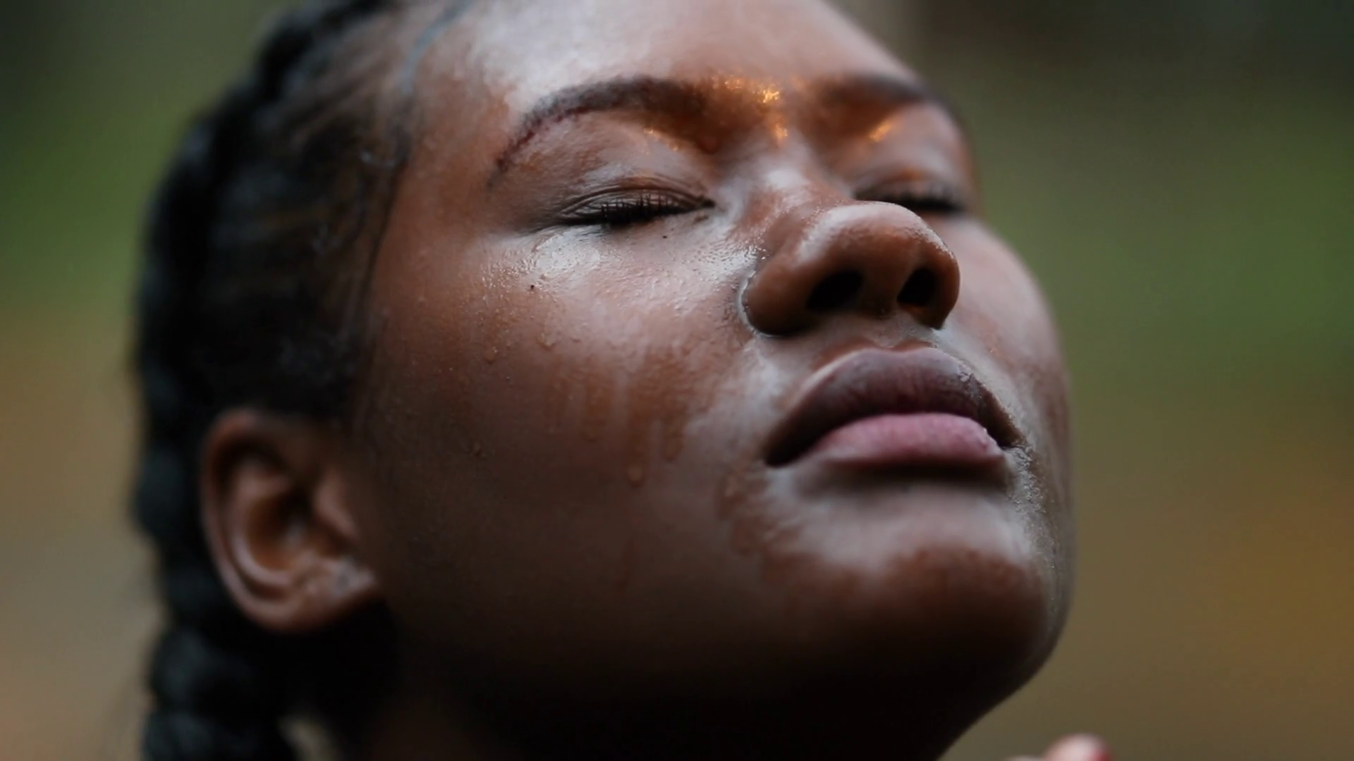 African Woman Face Feeling Rain Outside Stock Footage SBV-348487119 ...