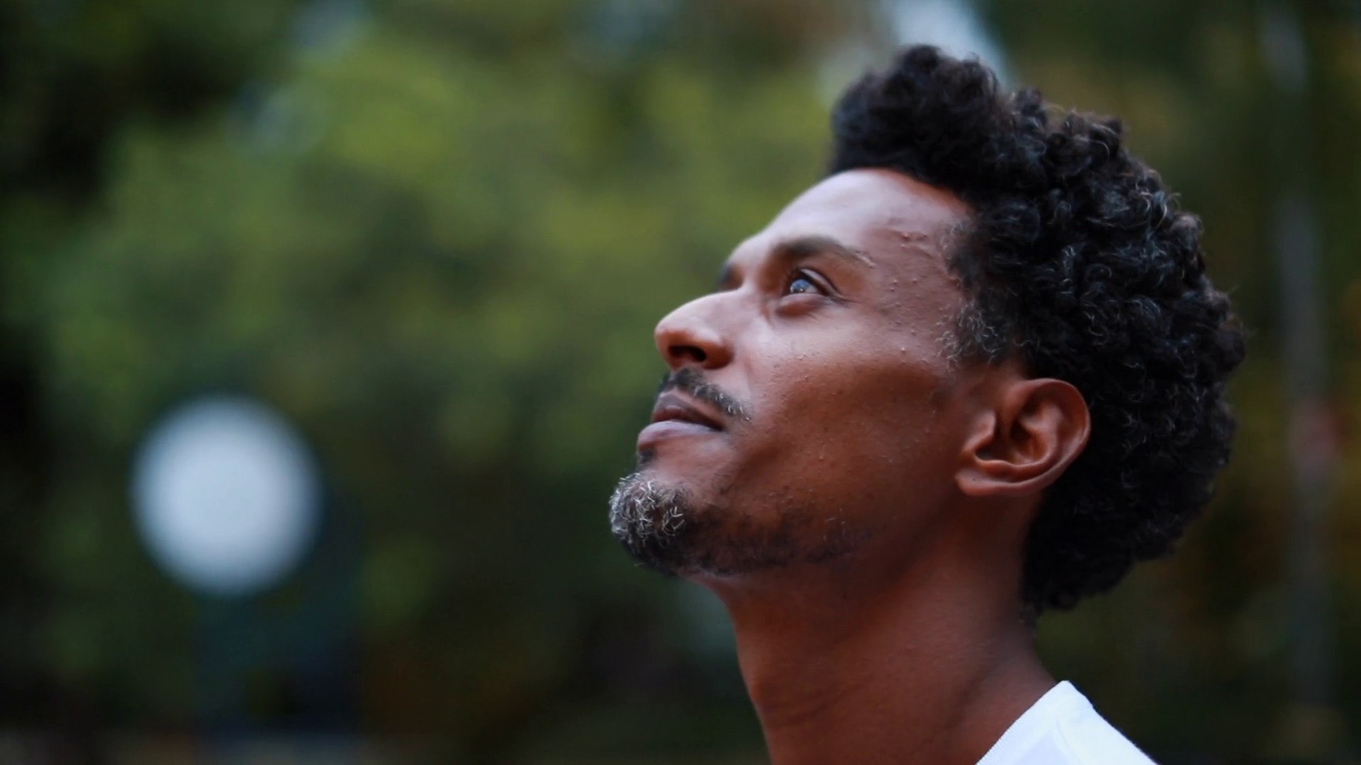 Black Man Gazing Skyward Outdoors Outdoor Stock Footage SBV-348470189 ...