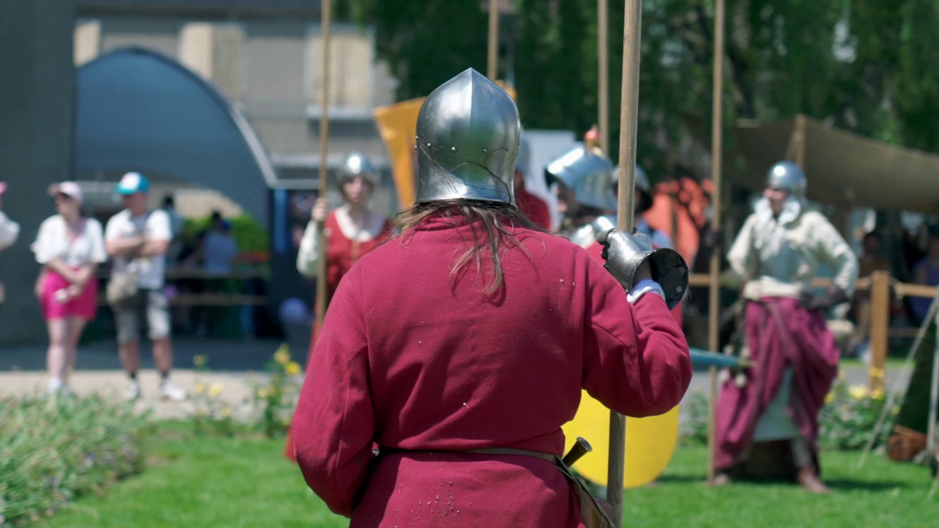 Back View Of Actor Dressed Knight Holding Stock Footage SBV-348916774 ...