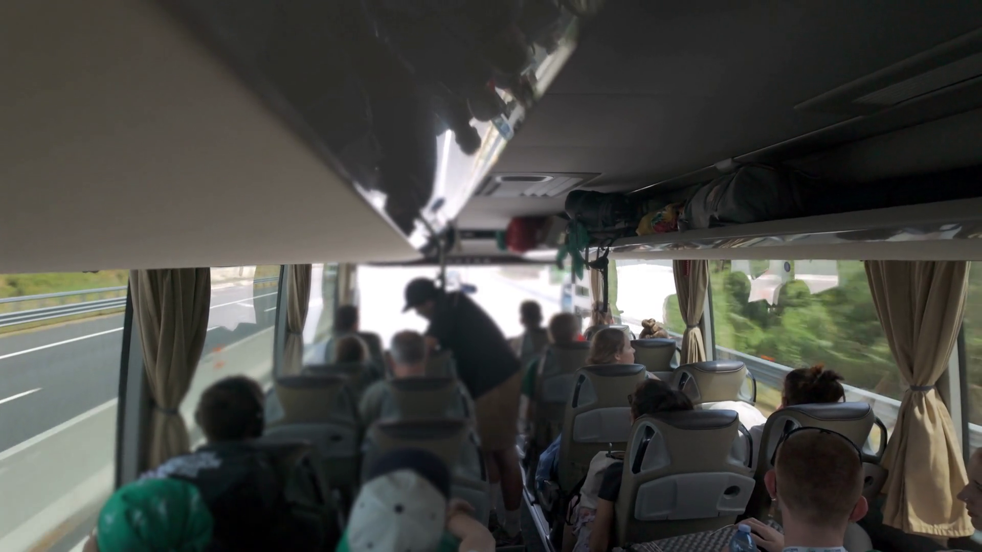 Back View Of Passengers Seated On Tour Bus Stock Footage SBV-352600971 ...