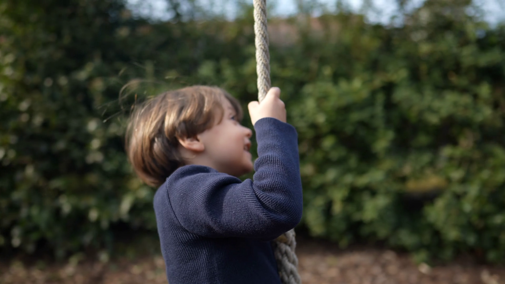 Child Sliding Down On Wire Rope Reaching End Stock Footage SBV ...
