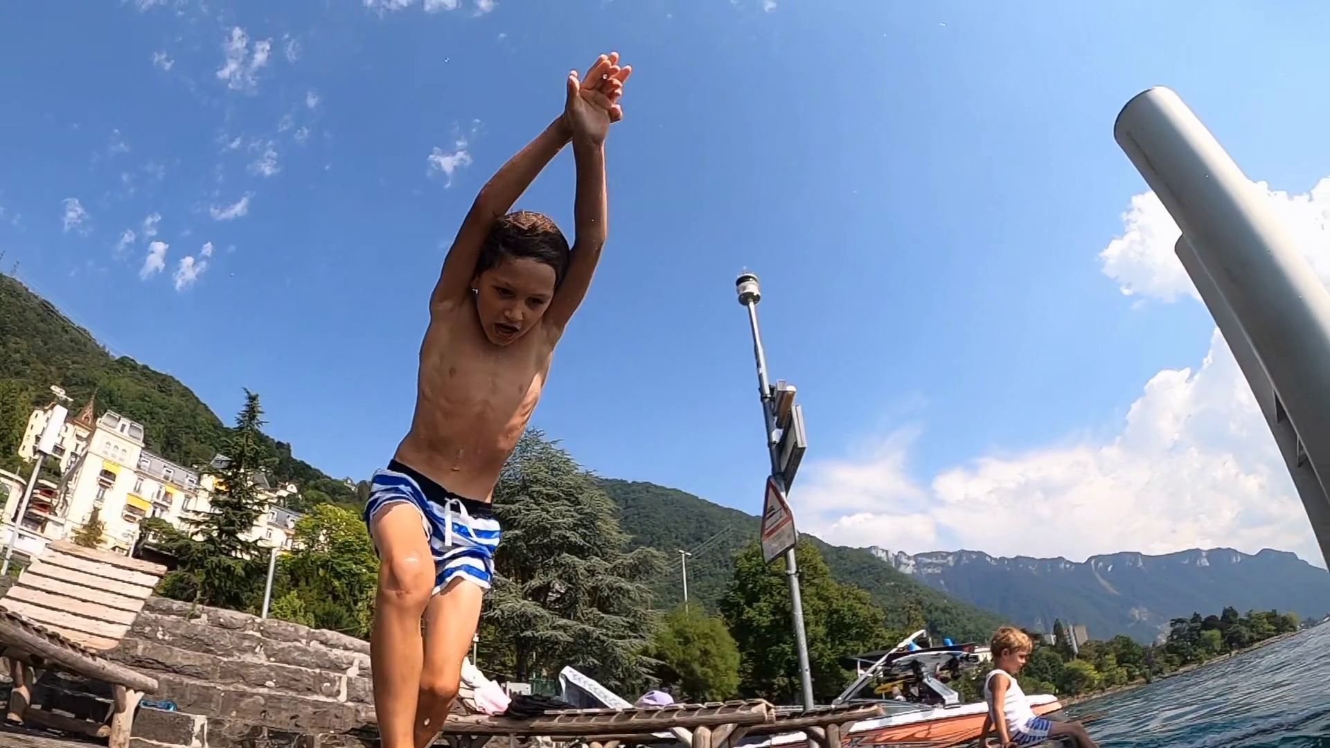 Child Diving Into Lake Young Boy Jumping Stock Footage SBV-348779053 ...