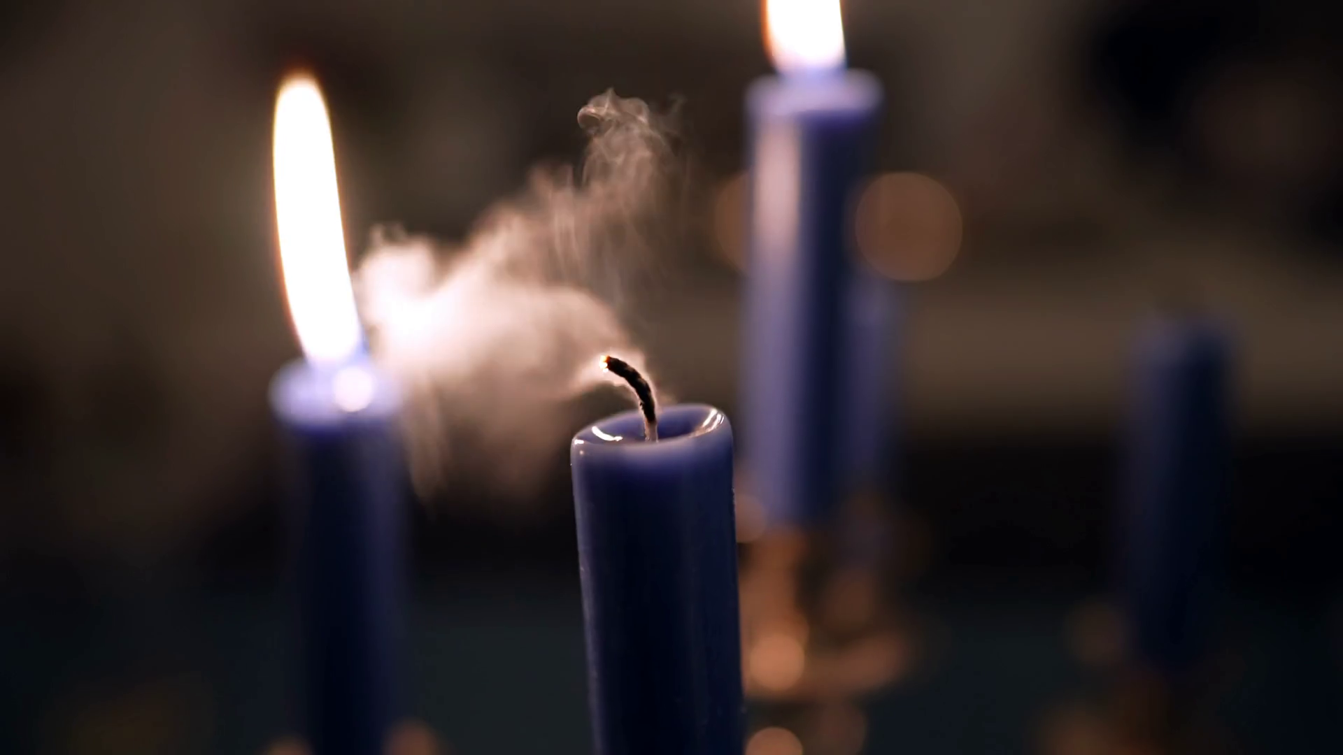 Closeup Blowing Candles Slow Motion Putitng Stock Footage SBV348684949