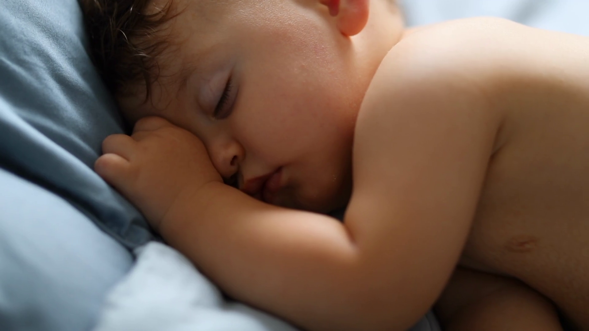 One Year Old Toddler Napping On Bed Close Up Stock Footage SBV ...