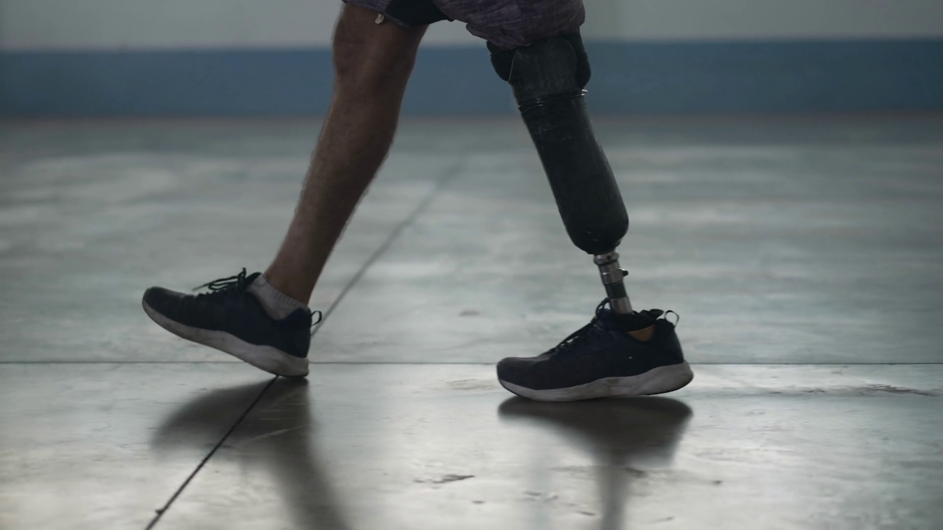 Indoor Adaptation: Man Walks With Prosthetic Stock Footage SBV ...