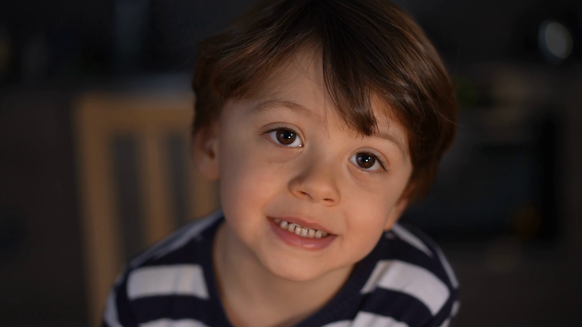 Happy Child Close-up Face Smiling At Camera Stock Footage SBV-348509349