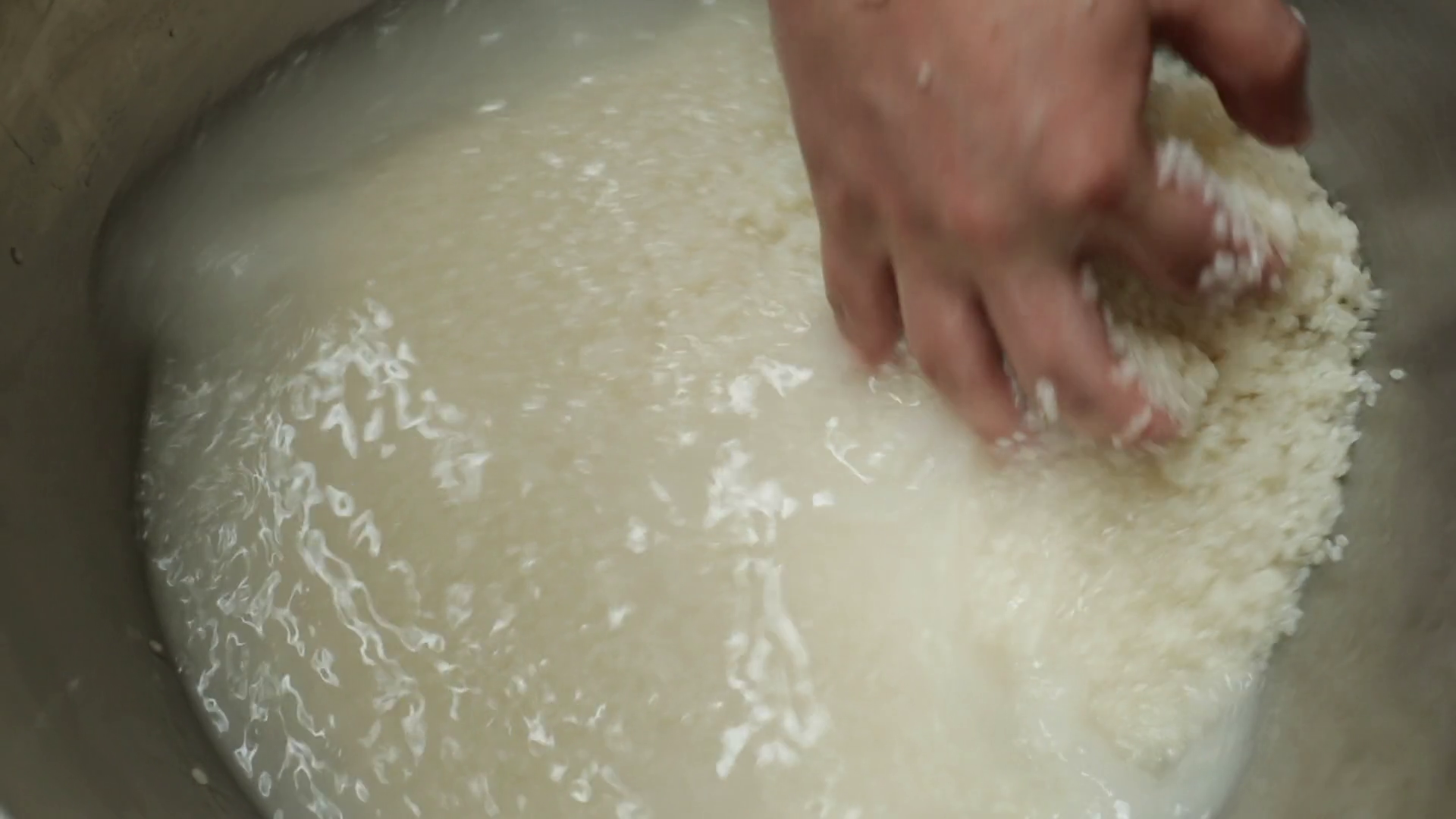 Hand Cleansing Traditional Asian Rice With Stock Footage SBV-348477939 ...
