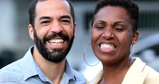 Happy Married Interracial Couple Kissing Diverse Wife And Husband Smiling
