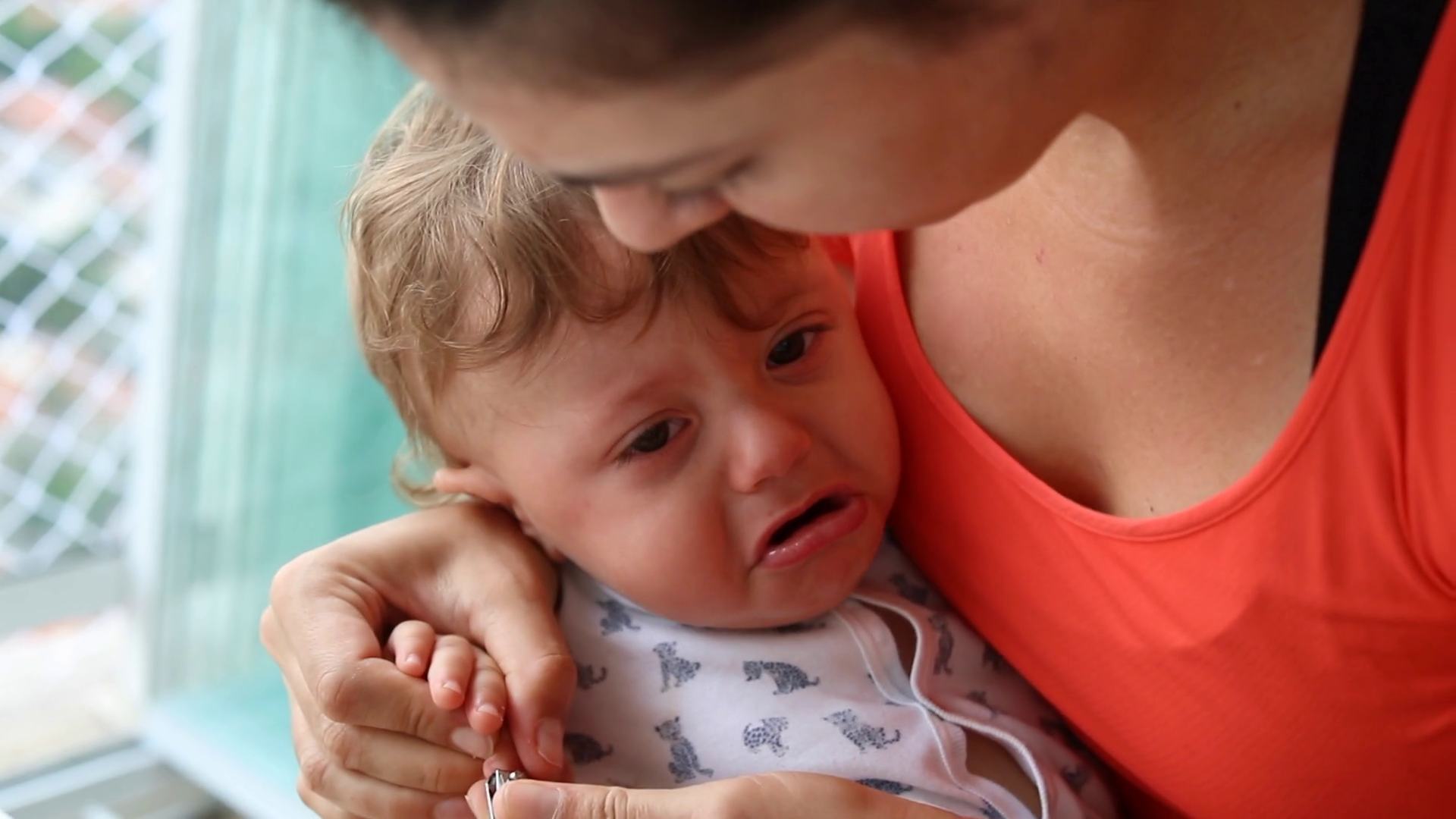 Mother Trimming Baby Son Toe Nail Crying Stock Footage SBV-348540881 ...