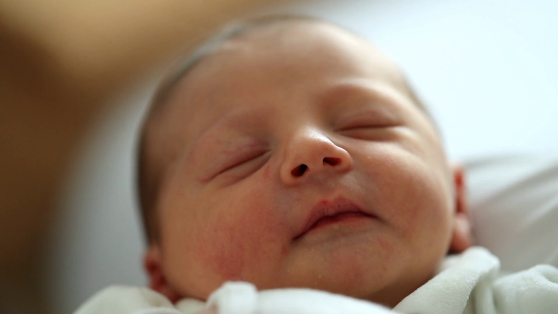 Image showcasing Tranquil Slumber: Newborn Infant Boy In Stock Footage SBV-348433146 ...