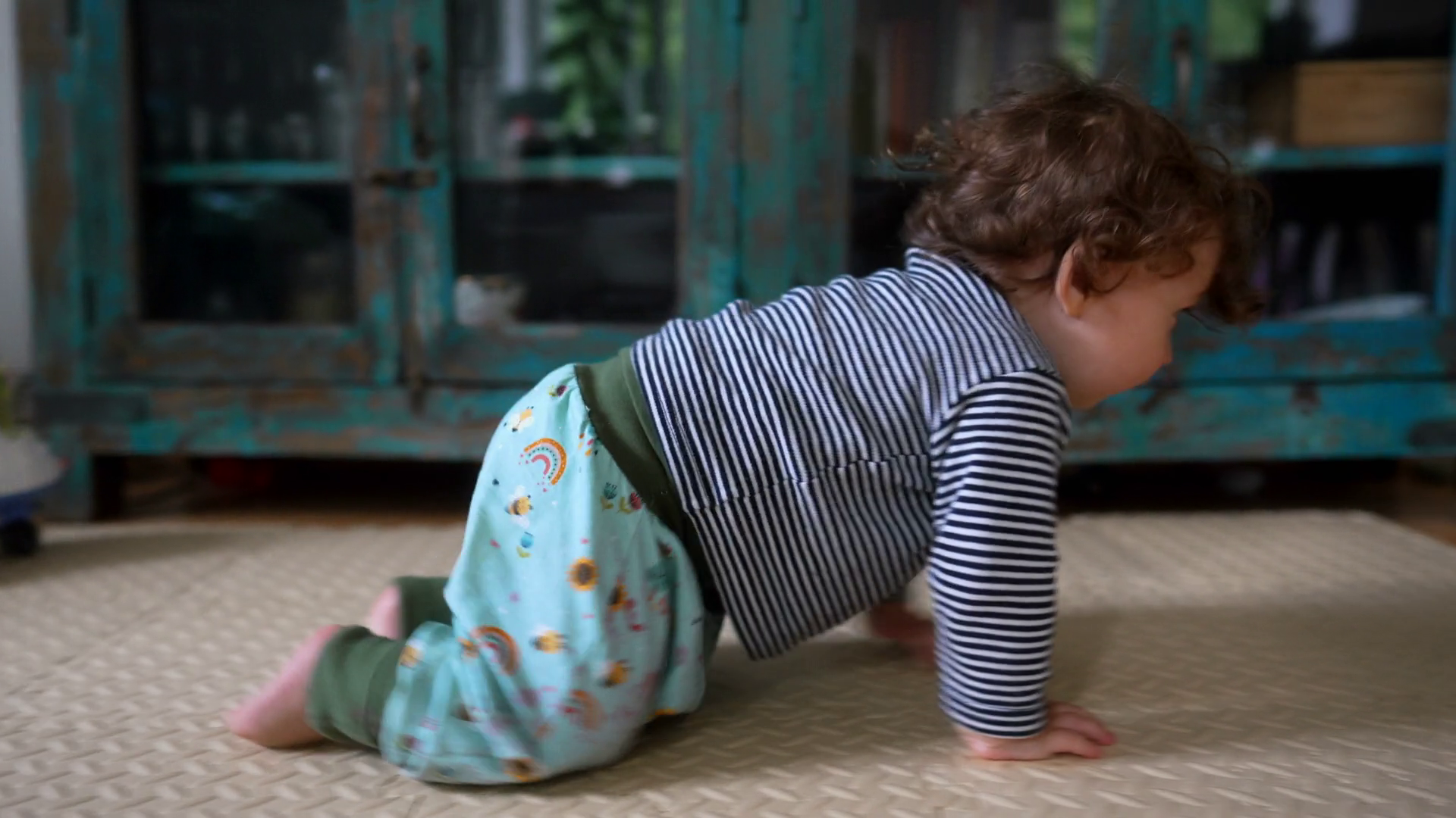 Playful Toddler Crawling Forward Across Soft Stock Footage SBV ...