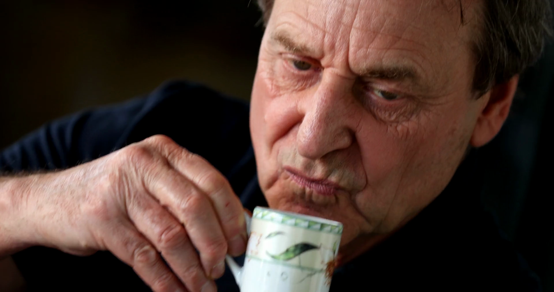 Older Man Taking Sip Of Coffee Tea Close Up Stock Footage SBV-348738820 ...