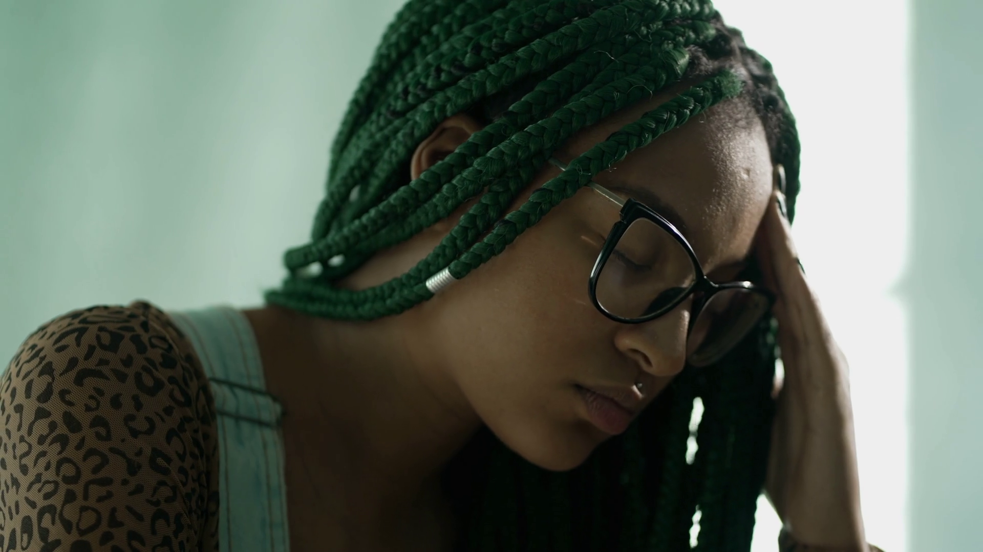 One Stressed Black Adult Girl Pensive South Stock Footage SBV-348770411 ...