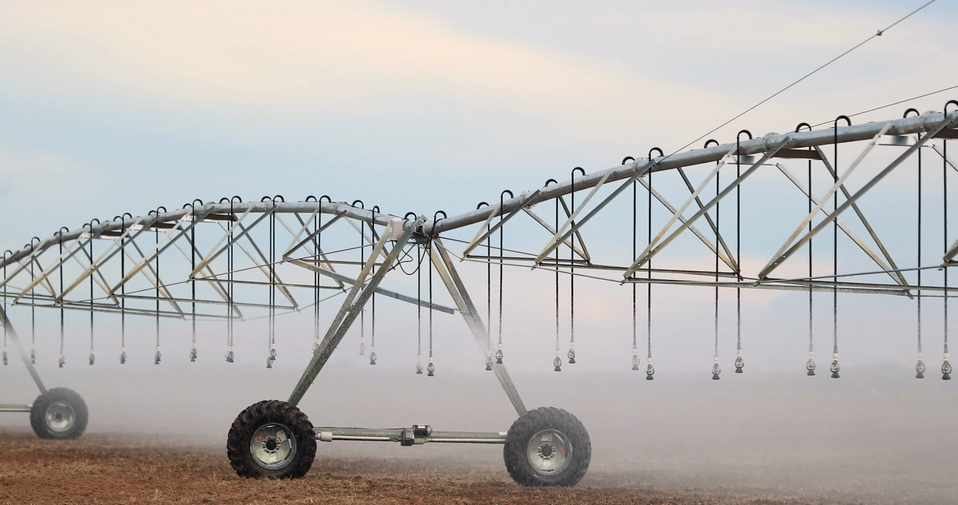 Pivot Sprinkler System Irrigating Crops Stock Footage SBV348486773