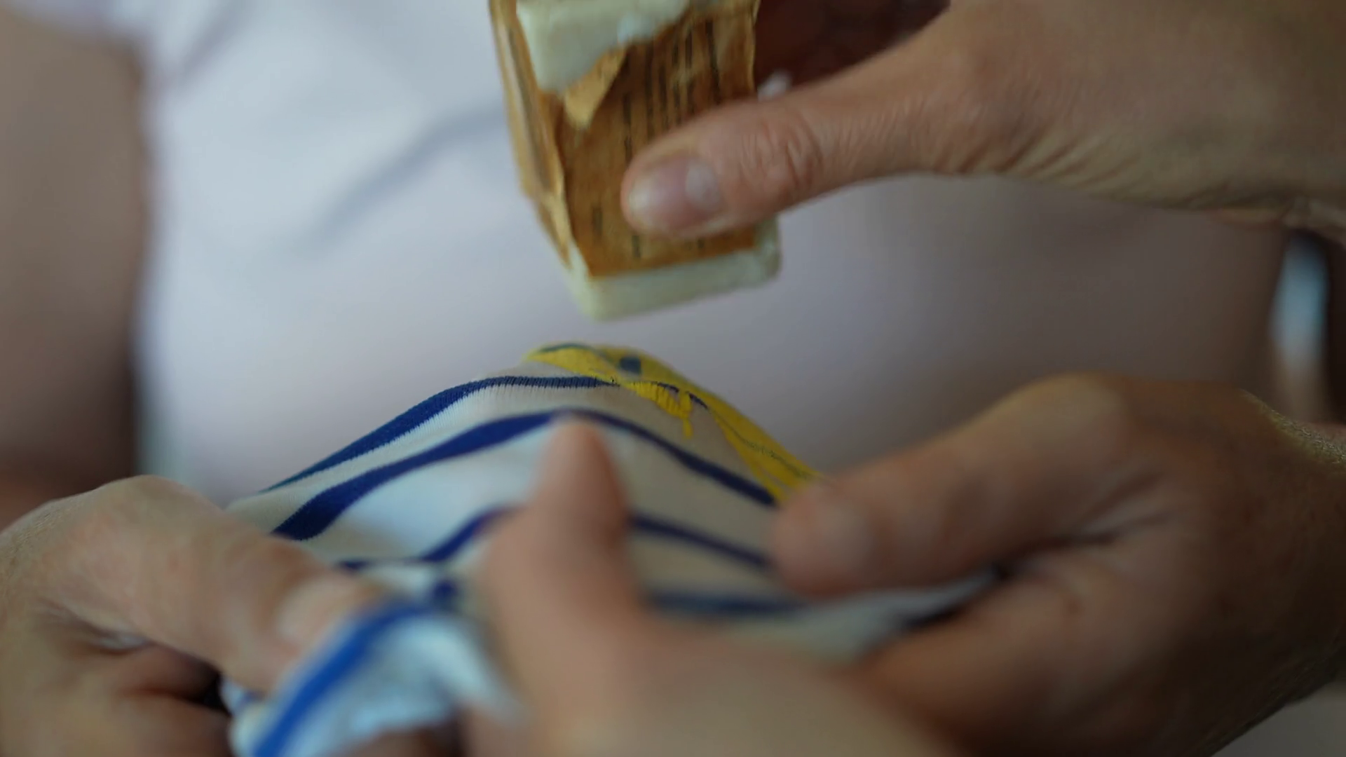 Removing Stain From Shirt With Soap Water Stock Footage SBV348850131