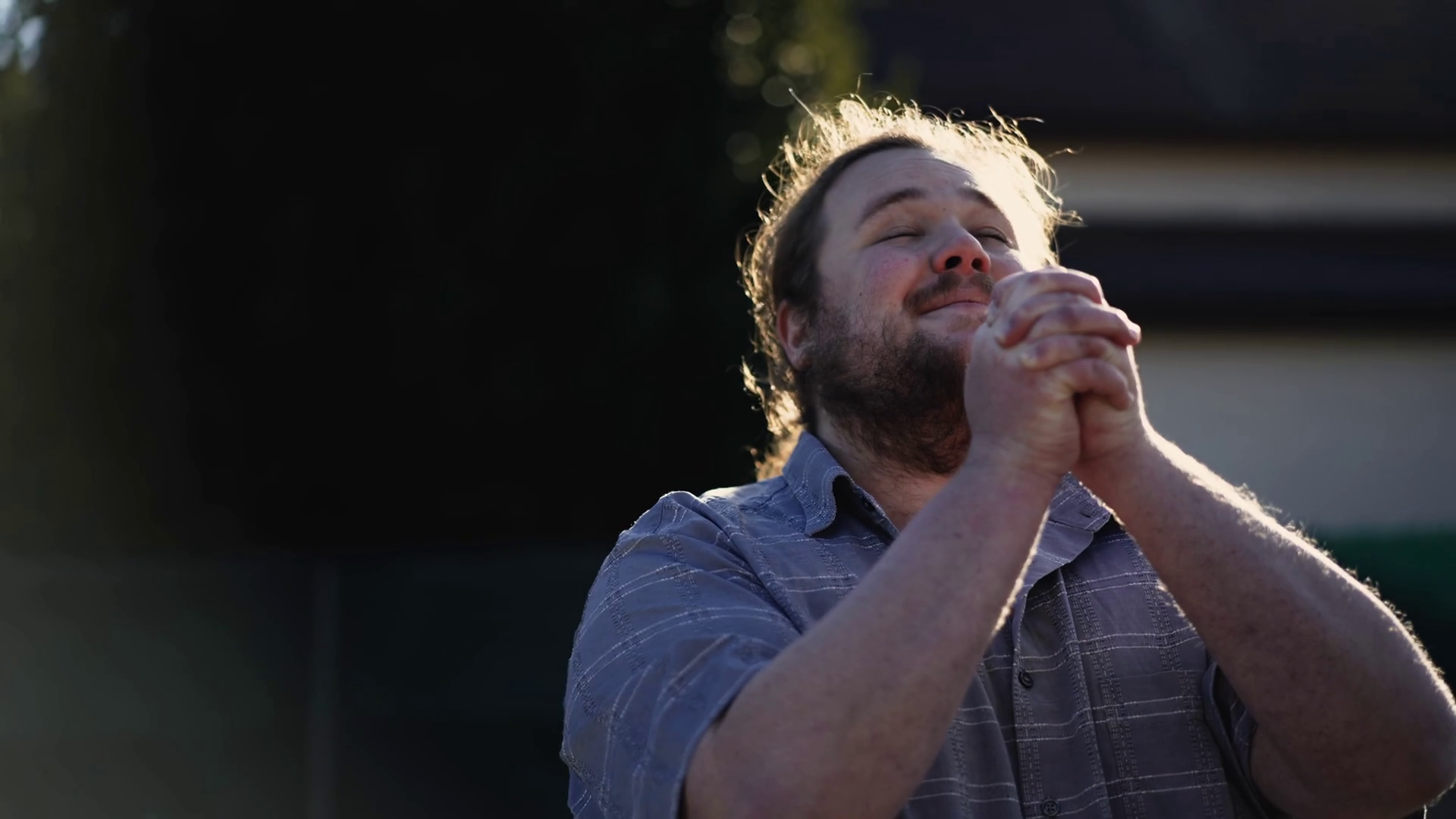 Sunlit Devotion Overweight Caucasian Male Stock Footage SBV348442312