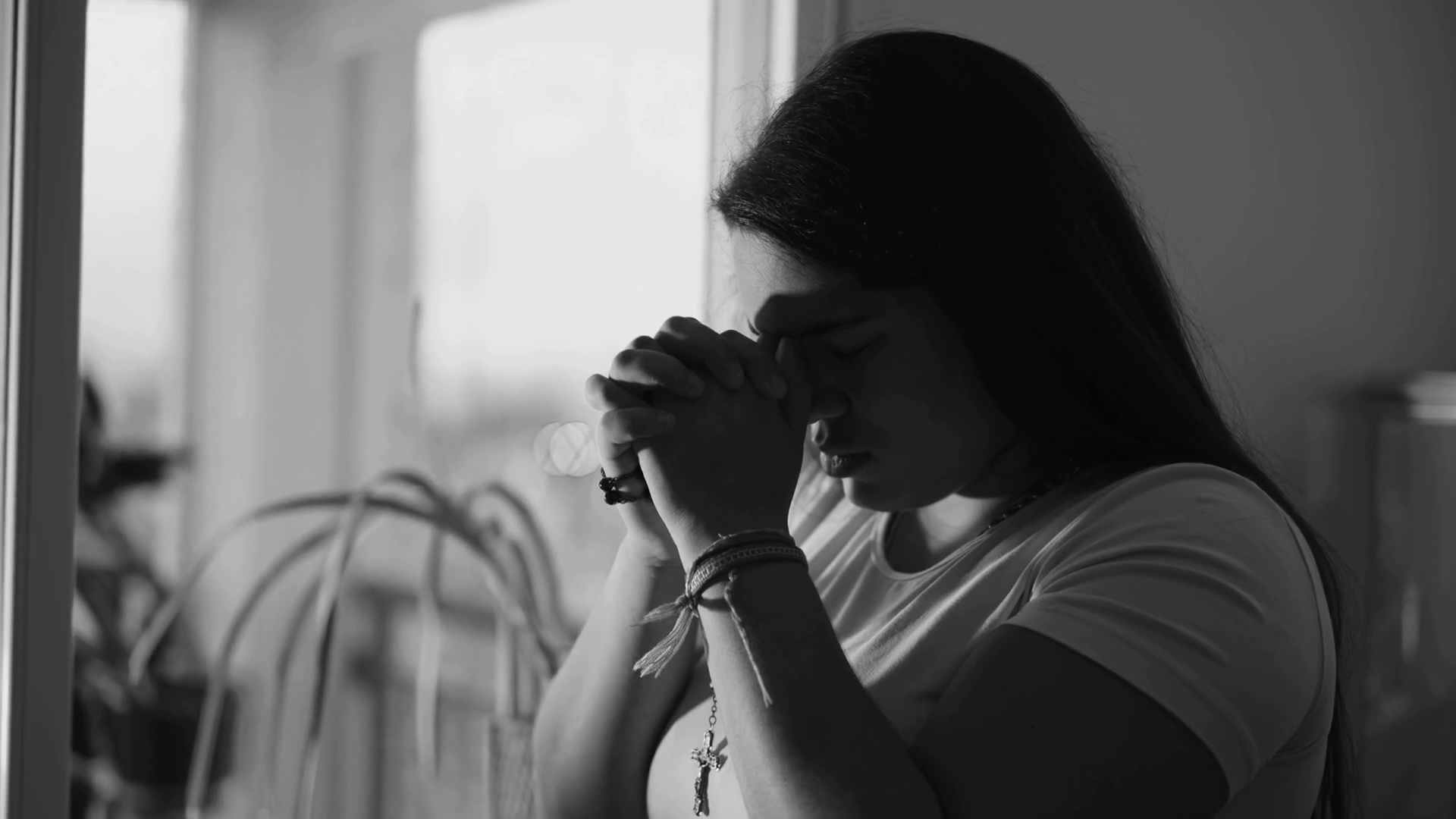 Spiritual Young Woman Praying To God Hands Stock Footage SBV-348505192 ...