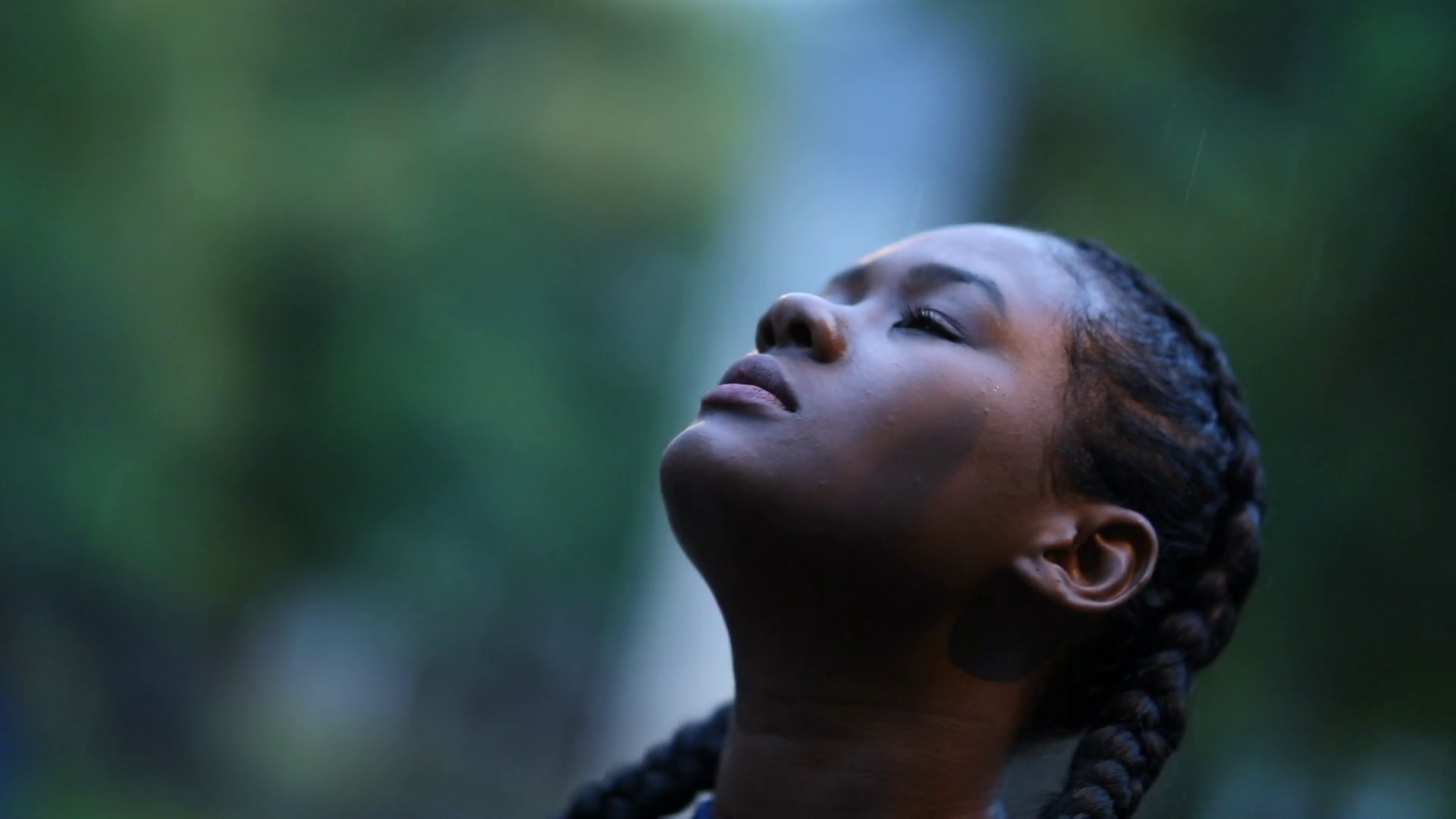 Young Black Girl Standing Outside In Rain Stock Footage SBV-348487281 ...