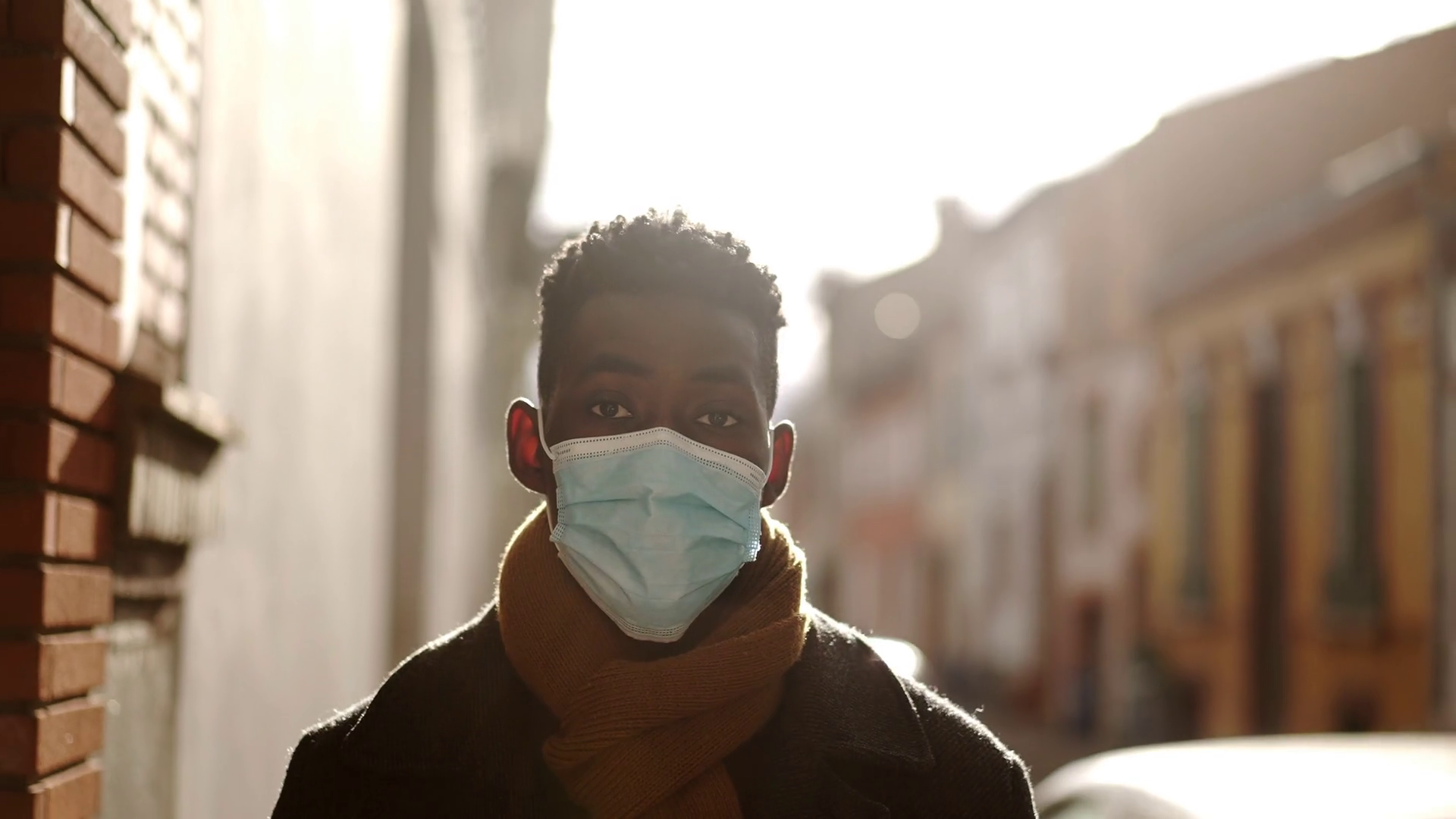 Young Black Man Walking Wearing Covid Stock Footage SBV-348683030 ...
