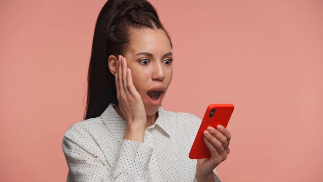 Scrolling Short Clips On Phone, Shocked Reaction Stock Footage: Royalty ...