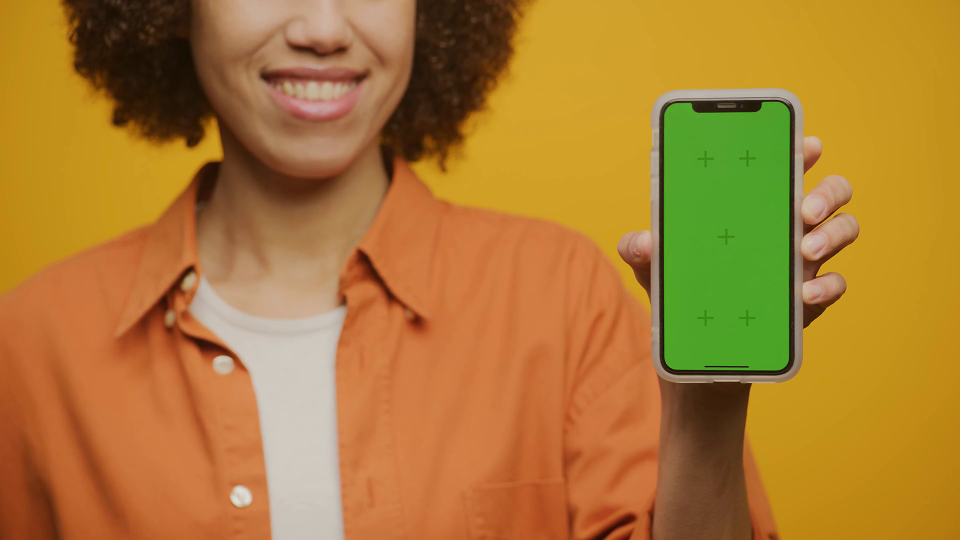 Woman Showing Green Screen Smartphone On Stock Footage SBV347629941
