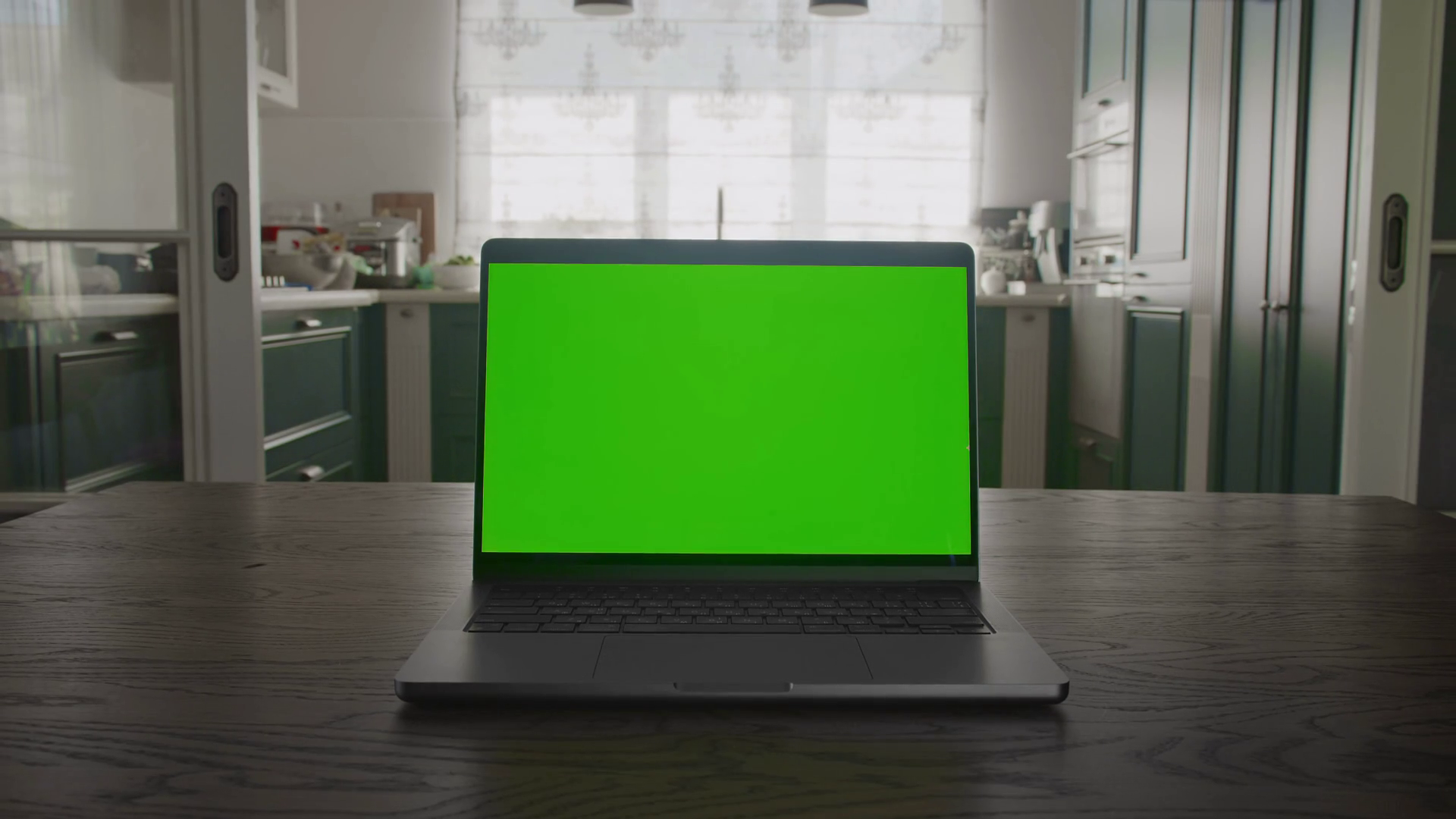 Fast Zoom Out From Laptop With Green Screen Stock Footage SBV347727350