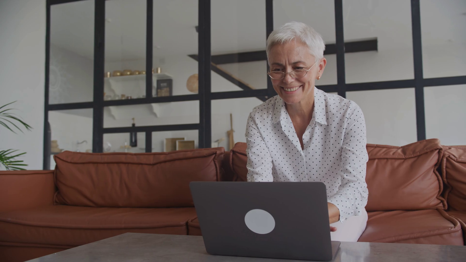 Happy Senior Woman Working On Laptop At Home Stock Footage SBV ...