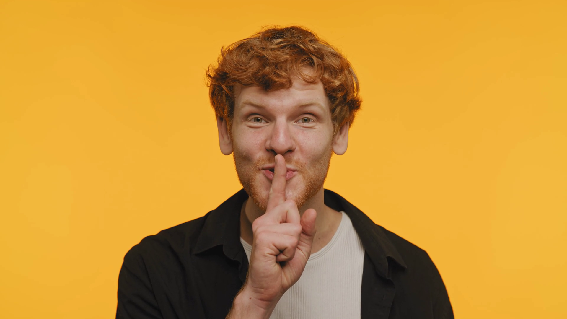 Red Head Guy Showing Silence Gesture On Stock Footage SBV348685091