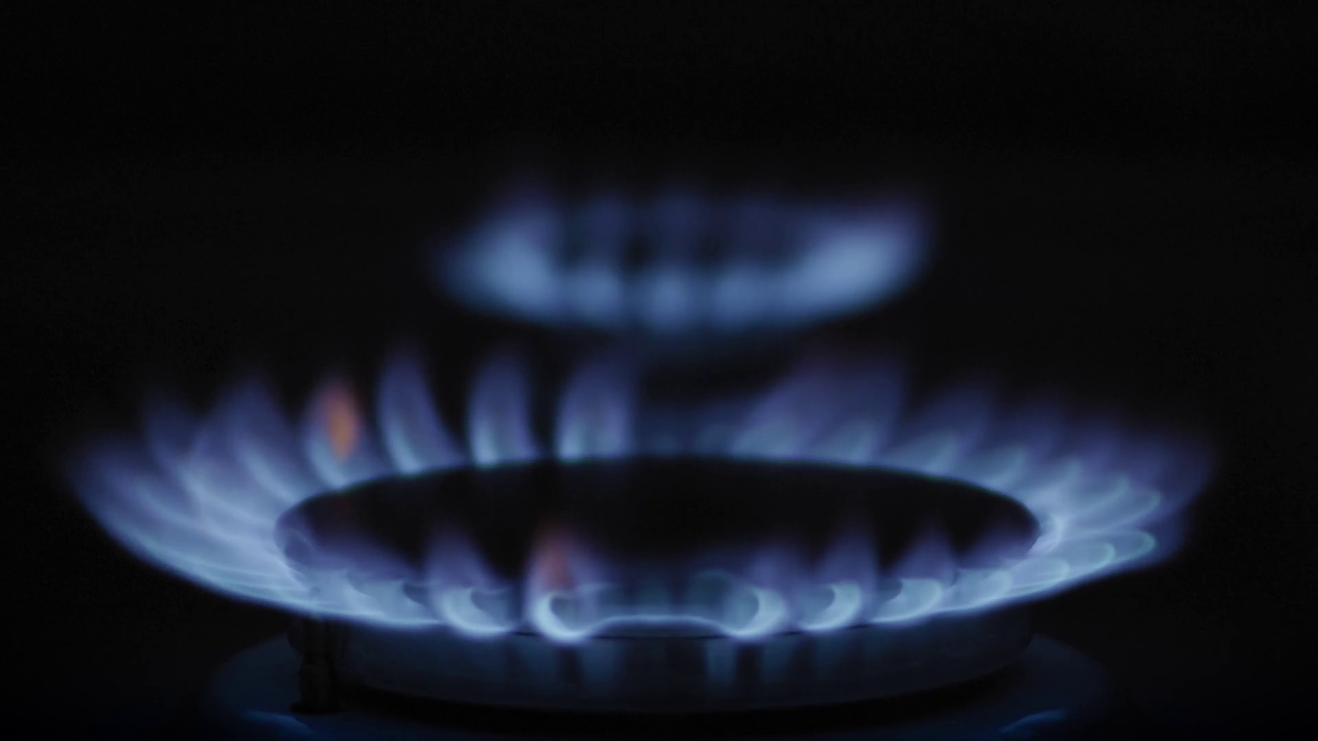 Focus Pull Between Two Gas Stoves Burning Stock Footage SBV347007356