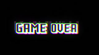 Looped GAME OVER animation with glitch effect isolated on black background. RGB distortion effect.